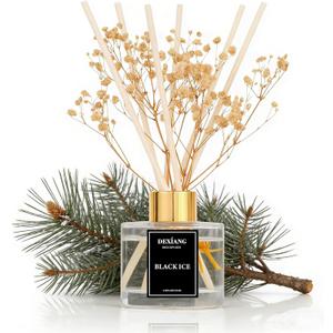 Reed Diffuser Set - 3.38 fl oz Black ice Premium Scented Oil with Preserved Baby's Breath & Cotton 6 Sticks | Long-Lasting Aromatherapy for Home, Bedroom, Bathroom, Office Home Decor