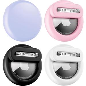 Air Tags-4 Pack Apples Holder Kids Hidden Case for Apple AirTag Holder Tracker with Safety Pin, Anti-Lost for Kids, Baby, Elderly, Luggage, Shoe, Clothes, Backpack - Black White Pink Purple