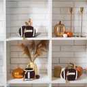Vicenpal 3 Pcs Thanksgiving Fall Football Decorations for Home, Harvest Wooden Pumpkin Sign for Autumn Party Tiered Tray Centerpiece Table Decor Supplies, Thanksgiving Gift for Football Lover
