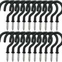 24 Pack Ceiling Hooks for Hanging Plants - 2.2 inches Heavy Duty, Hanging Hooks for Christmas Lights, Cups, Decors - Black Vinyl Coated Screw in Plant Hanger Hook Indoor and Outdoor