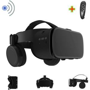VR Headset for iPhone & Android Phones with Wireless Headphones, Virtual Reality Goggles Set for 4.5"-6.5" Phones3D VR Glasses for IMAX Movies &VR Games (Black)