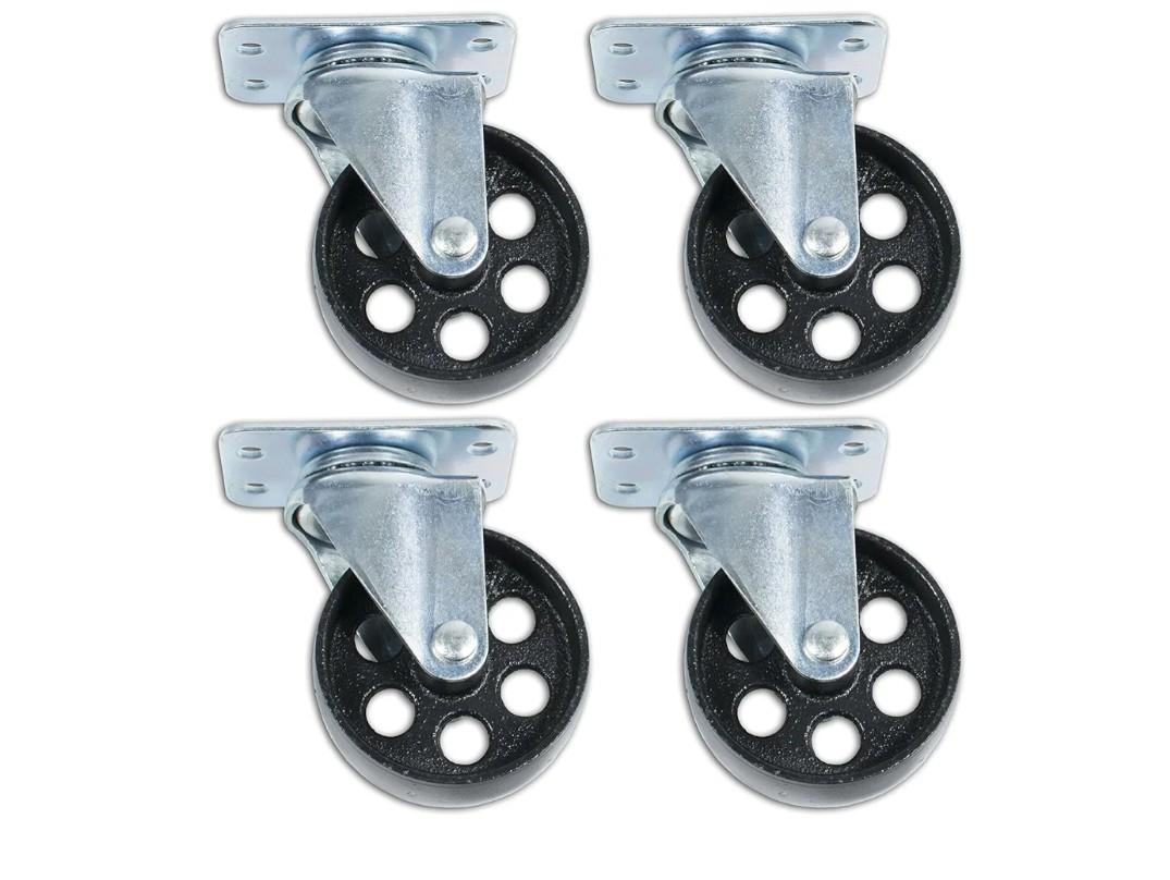 3.5" Swivel Ball Bearing Steel Caster Wheels with Top Plate (Set of 4)