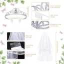 Funtery 6 Pcs First Communion Veils for Girls Catholic Set 1st Communion Wreath Veil Headpiece Sock Necklace Bracelet Kid
