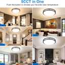 DLLT Flush Mount LED Ceiling Light: 16 Inch 5CCT (3000K-6000K) & Dimmable Ceiling Light Fixtures for Bedroom Hallway - 36W Modern Black Super Bright Kitchen Lighting Fixtures Ceiling