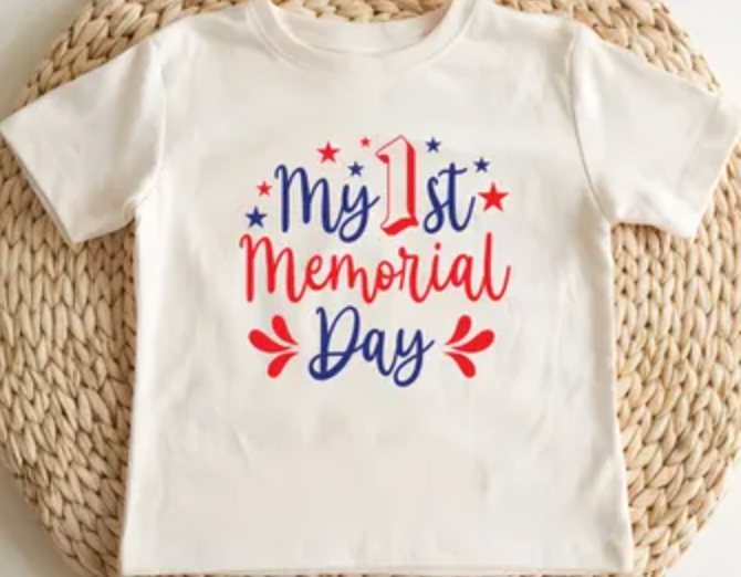 JingleFolk My 1st Memorial Day Toddler T-Shirt Patriotic Baby Shirt 4th of July Tee for Babies Infant Outfit 1T