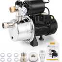 3/4 HP Water Pressure Booster Pump for Home 1050GPH Shallow Well Jet Pump with Pressure Tank Auto ON/OFF Stainless Steel Self-Priming System Pressure Switch for Whole House, Garden, Lawn