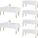 Fokitut 6 Pack Rectangle Tablecloth, 60x120 Inch, Stain Resistant and Wrinkle Polyester Table Cloth, Fabric Table Cover for Kitchen Dining, Wedding, Party, Holiday Dinner-White