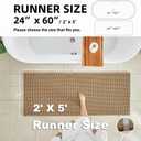 TYUU Waffle Runner Rug Bathroom, Long Boho Bathroom Rugs Non Slip Washable Super Absorbent Quick Dry Farmhouse Bath Decor, 60"x24" / 5'x2' Khaki