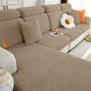 hyha Individual Couch Cushion Covers, Stretch Magic Sofa Seat Cushion Covers Washable, Dog Couch Sofa Slipcover for Pets, Kid with Elastic Bottom(2PC, Camel)