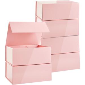 Stockroom Plus 6-Pack Magnetic Pink Gift Boxes with Lids, 9.5 x 7 x 4 Inches - Bridesmaid Proposal Box Bulk - Birthday Gift Boxes for Jewelry Storage