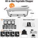 12 Blade All-in-1 Vegetable Chopper Mandoline Slicer with Container, Spiralizer with Containers, Food Chopper, Onion Chopper, Veggie Cutter for Salad, Kitchen Gadgets Accessories Essentials, White