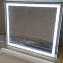 ROLOVE Lighted Vanity Mirror with Lights, LED Makeup Mirror with 3 Color Modes, Touch Dimming, Wall Mountable & Tabletop, Dressing Room Mirror with 10X Magnification, 22x19 Inch, White