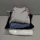 4 Pack Womens Long Sleeve Cropped Sweatshirts Crew Neck Loose Fit Pullover Thermal Tops (Small, Black, White, Light Gray, Haze Blue)