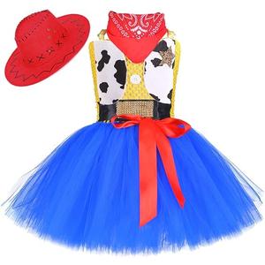 Tutu Dreams Halloween Cowgirl Costume for Girls 1 - 10Y with Bandana Cowboy Hat Birthday Party Dress Up Clothing