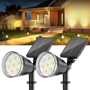 Solar Lights Outdoor Spot Light: 4 Pack 120&180 Adjustable Bigger LED Solar Spot Lights Outdoor Waterproof - Landscape Lighting Spotlights for Garden, Yard, Pathway, Tree, Flag, Wall (Warm White)
