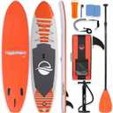 SereneLife 10’6” Inflatable Stand Up Paddle Board with Premium SUP Accessories - 32” Wide Stable Design with Non-Slip EVA Deck Pad, for Youth and Adults, 350 lbs. Capacity