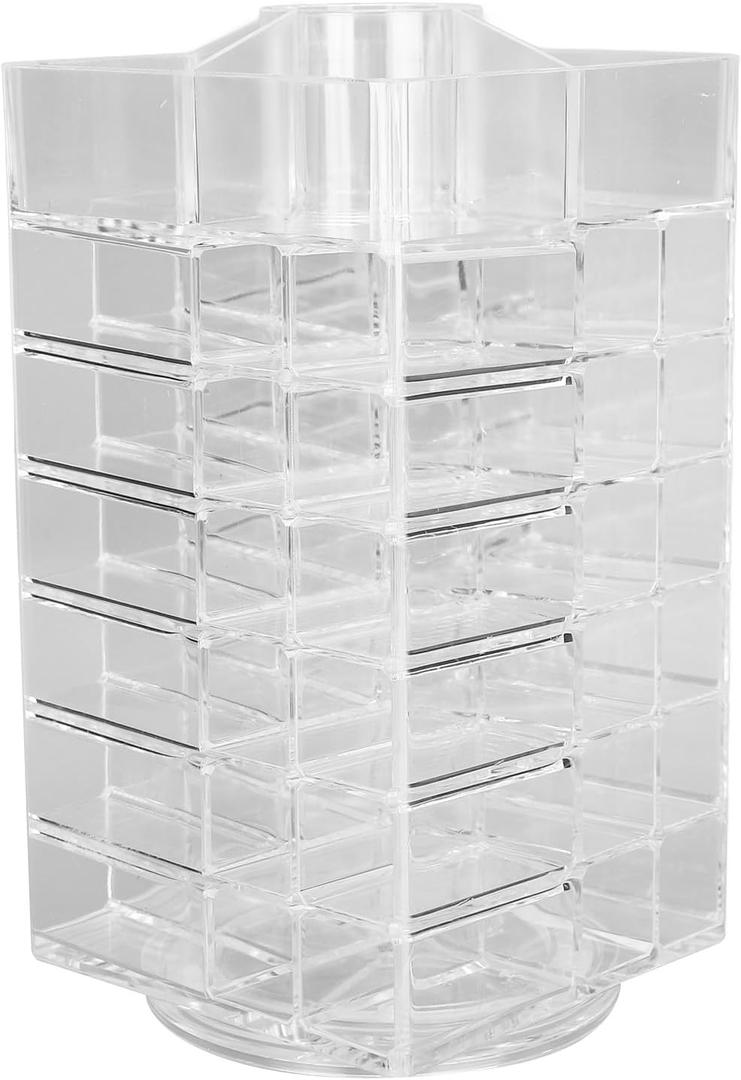 Lipstick Holder, 360 Rotating Cosmetic Lipsticks Tower Spinning Lipgloss Storage Display Holder, 53 Slots Lipsticks Organizer Clear Acrylic Cosmetic Display Case