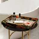 Couch Bed Table Trays for EatingLarge Plastic Kitchen Tray for CounterSmall Trays Decorative for Living RoomBlack and Red Flower