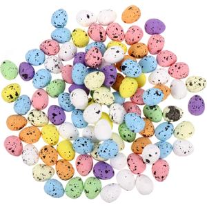 PRETYZOOM 100pcs Artificial Bird Eggs Fake Foam Eggs DIY Easter Eggs for Photo Props Crafts Garden Bird Nest Decor Easter Party Decorations (Assorted Color)