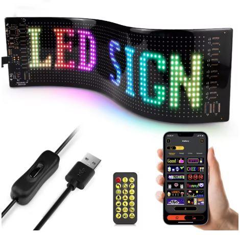 Programmable Smart USB LED Pixels Matrix Screen RGBIC Neon Light Strip Bluetooth APP Control Car Advertising Sign Text Animation 16 x 64