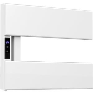 Electric Towel Warmer with Smart LED Timer, Modern 2 Bar Large Panel Heated Towel Rack, Wall-Mounted Plug-in/Hardwired 2-in-1, Rapid Warmth for Bathrooms, Alpine White