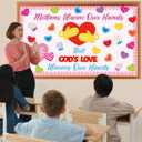 4 x Valentine's Day Religious Bulletin Board Set God's Love Classroom Decorations Valentines Day Religious Bible Paper Cutouts Colorful Mittens Love Heart Bulletin Board for School Church Teacher Supplies