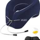Travel Pillows for Airplanes, Neck Pillow Airplane, Airplane Travel Accessories with Eye Mask, Earplugs & Storage Bag, Ergonomic Memory Foam Neck Pillow for Sleeping, Flights, Cars, Office (Navy Blue)