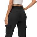 TBMPOY Women's Fleece Lined Jogger Pants Water Resistant Cargo Winter Hiking Sweatpants High Waisted Pockets Thermal Warm (Black, L)