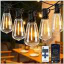 Smart Outdoor String Lights, 50FT ST38 LED Patio Lights with Timer Remote APP Control, 22 Shatterproof LED Bulbs (2 Spare), Dimmable Waterproof Hanging Light for Backyard Porch Party Decor