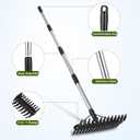Thatch Rake - 63 Inch Dethatcher Rake with Upgraded Dual-Action Tines, Adjustable Efficient Garden Tool for Lawns Dead Grass