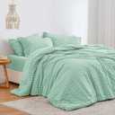 Love's cabin Seersucker Light Green Twin XL Comforter Set, 5-Piece All Season Lightweight Bed in a Bag Bedding Set with Comforter, Flat Sheet, Fitted Sheet, Pillowcase and Sham