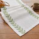 Rustic Style Embroidered Table Runner, 13x36 Inch Irregular Willow Leaf Table Runners 36 Inches Long for Dresser Decor Farmhouse Table Decor, 13x36 Inche, Light Green