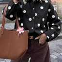Cicy Bell Womens Polka Dot Denim Jackets Button Down Casual Fall Jean Coats Medium