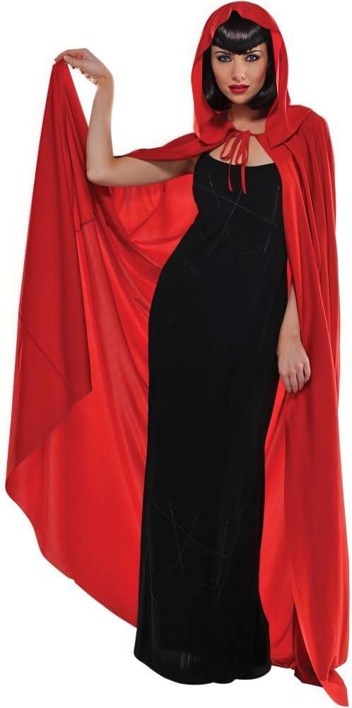 Bold & Vibrant Hooded Red Cape (Adult Size) - 1 Piece - Ideal for Cosplay & Costume Parties