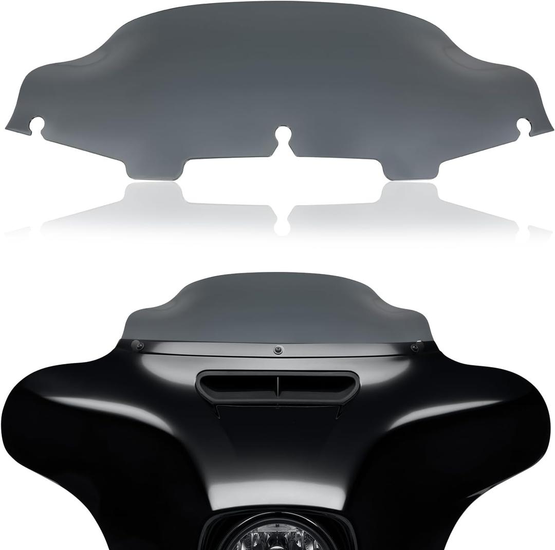 6"Smoke Motorcycle Windshield Windscreen Wind Splitter Compatible with Harley Davidson Touring Street Glide Electra Glide FLHT FLHTCU Ultra Classic Glide FLHX FLHTK Tri Glide 1996-2013