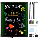 VEVOR 32"x24" LED Message Writing Board, Menu Sign Boards, Illuminated Erasable Lighted Chalkboard, Neon Effect Drawing Panel with 8 Fluorescent Chalk Markers and Remote Control
