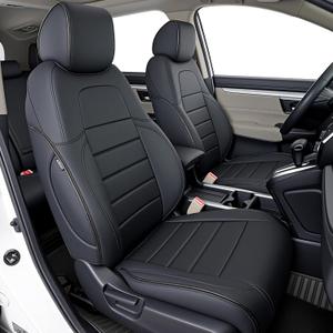 HKZ Fit CRV Car Seat Covers Full Set for Honda CR-V 2017 2018 2019 2020 2021 2022 Touring,EX,Sport,SE&EX-L - Leather (Black)