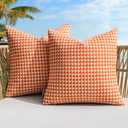 MIULEE Outdoor Texture Throw Pillow Covers Waterproof Pack of 2 Decorative Woven Farmhouse Cushion Covers for Patio Garden Balcony Porch Tent Bench Sofa,18x18 Inch Orange