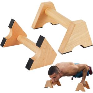 Wood Parallettes Push Up Bar for Floor, Strength Training Pushup Handles for Home Calisthenics Gymnastics Workouts Equipment