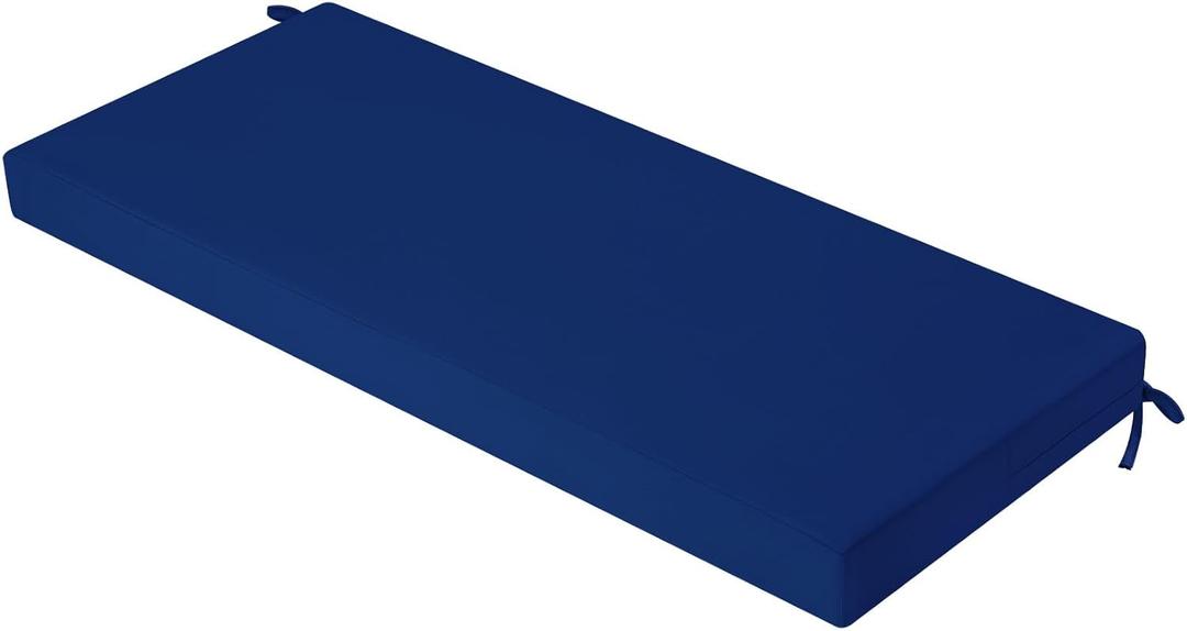 idee-home Outdoor Bench Cushion Waterproof, Bench Cushions for Outdoor Furniture, Patio Porch Swing Replacement Seat Pad with Ties for Garden Backyard, 42 x 18 Inch Navy Blue