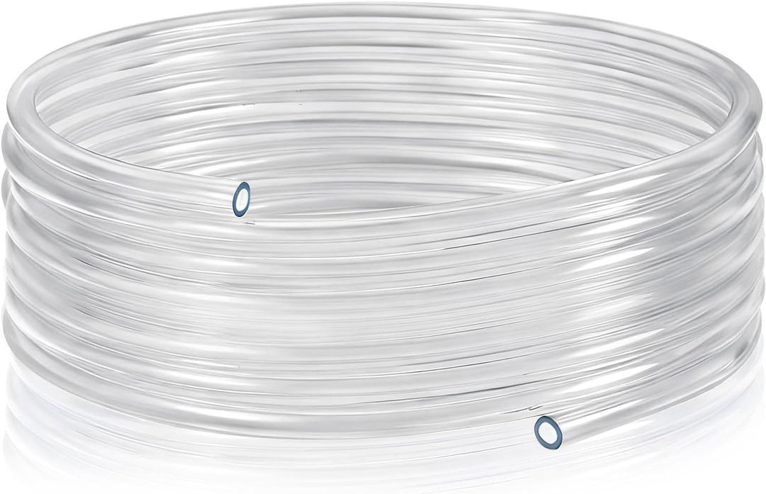 1/4"ID X 3/8"OD PVC Tubing, 25FT Clear Vinyl Hose Flexible Food-Grade Line Low-Pressure Systems