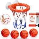 MARPPY Bath Toys, Bathtub Basketball Hoop for Toddlers Kids, Boys and Girls with 4 Soft Balls, Mold Free & Strong Suction Cup, Bathtub Shooting Game & Fun Toddlers Bath Toys for Boys or Girls