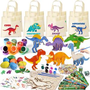 146pcs Dinosaur Party Favors - Dinosaur Birthday Party Supplies & Non-woven Goodie Bags for Kids Birthday, Dino Themed Party Decorations Gifts Pinata Fillers Stuffers Toys