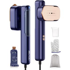 Smart Travel Steamer for Clothes, 100V-240V Portable Iron, 15s Fast Heat Up, 2 in 1 Steamer & Iron, LED Display, 100ml Lrge Water Tank, Compact Travel Size for Worldwide & European Use Azure