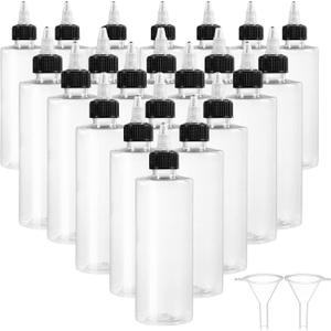 22Pack 8oz Plastic Squeezing Bottles, Clear Oil Dispenser Dropper Bottle Applicator with Twist Top Cap and Leak-Proof Inner Gasket for Crafts, Art, Glue, Paint and More (8 OZ)
