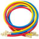 3 Pieces AC Manifold Gauge Hose Kit, Refrigerant Charging Hoses 1/4 SAE, 5FT AC Manifold Gauge Hose Kit for R404A R12 R502, A/C Charging Hose