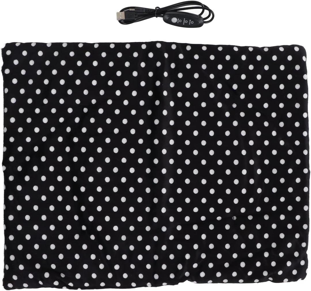 USB Heated Pet Pad, Adjustable Temperature, Washable and Energy Efficient, Cozy Heating Mat for Dogs, Cats, and Small Animals (White Dot)