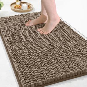Arotive Luxury Chenille Bathroom Rug Mat, Extra Soft Thick Absorbent Shaggy Bath Rugs, Non-Slip Machine Wash Dry, Plush Bath Mats for Bathroom, Shower and Tub, 34x21, Camel