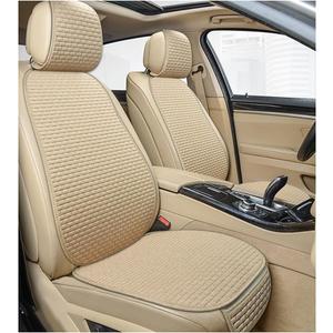 4PCS Car Seat Cover Pad, Breathable Auto Front Seat Bottom Cushion Mat & Seatback Cover, Soft Comfortable Vehicle Full Seat Protector, Universal Truck SUV Car Accessories (Beige)