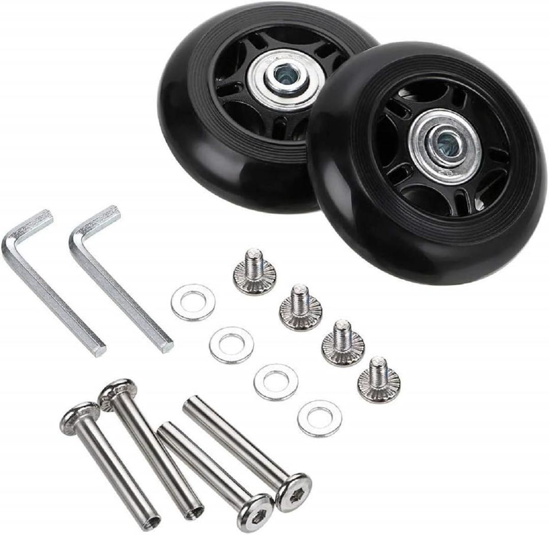 Luggage Suitcase Wheels 70mm x 24mm/2.75"x0.94" w/ABEC 608zz Skate Inline Outdoor Replacement Wheels, One Set of (2) (OD:70 W:24 ID:6 Axles:35 & 40mm)